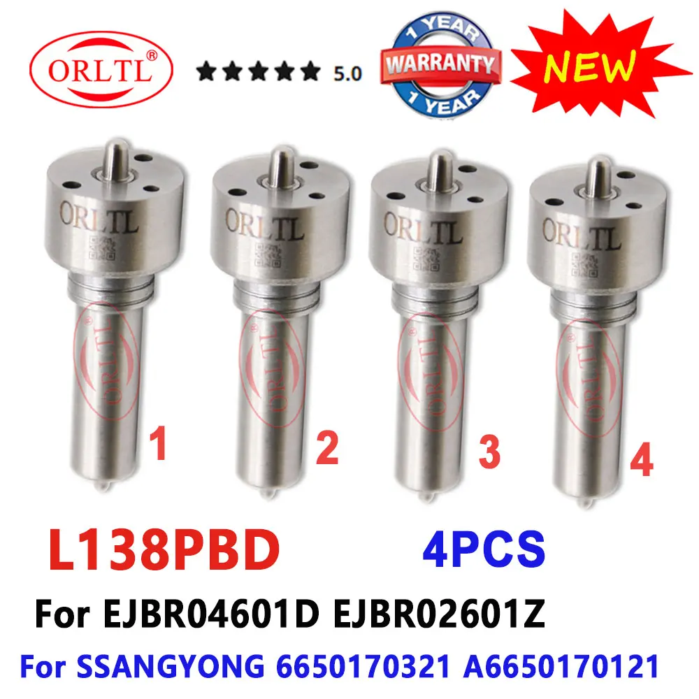 4 PCS NEW L138PBD L138PRD for Ssangyong Kyron Rexton Injector EJBR04601D EJBR02601Z A6650170321 A6650170121 Euro 3 Diesel Nozzle