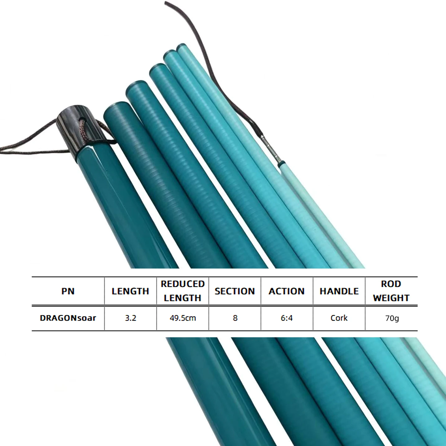 NOONROO 10’6FT 6:4 8S 49.5cm Telescoping Tenkara Gradient Color Fly Fishing Rod IM10 Fast Action 8 Segments Fly Rod