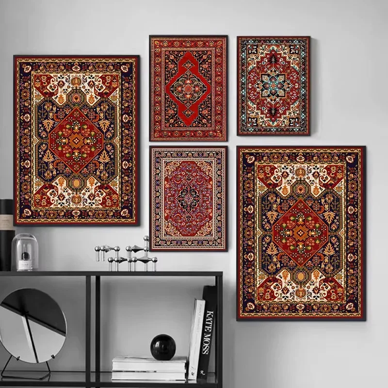 1PCS Unframed Classical Pattern Posters High-grade Retro Red Carpet Canvas Painting Wall Art Decoration Suitable for Living Room