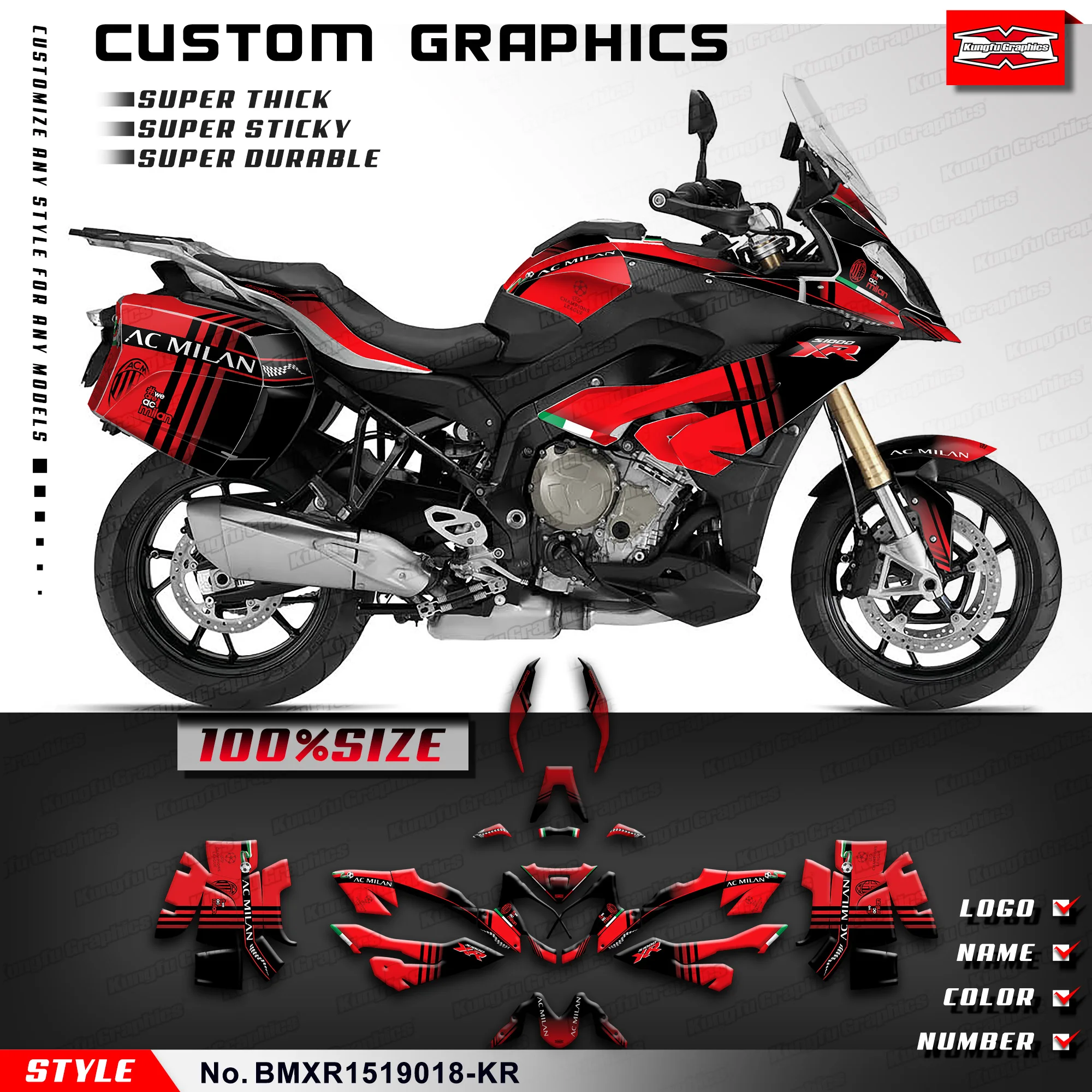 

KUNGFU GRAPHICS Stickers Complete Motorcycle Decals for S1000XR S 1000 XR 2015 2016 2017 2018 2019, BMXRBOX1519018-KR