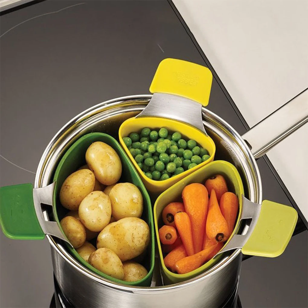 Triple Divider Nest Steamer Heat Resistant For Efficient Cooking Wide Applications Cooking Strainers