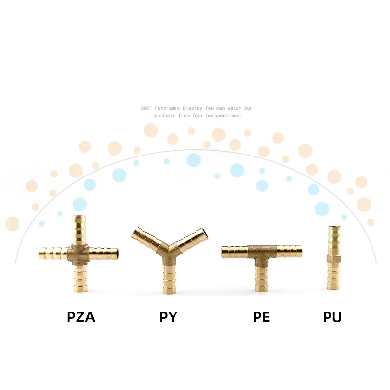 Pagoda Joint All Copper PU PE Series Gagoda Joint Tubing Natural Liquefied Gas Water Pipe 6/8/10/12/14/16mm Gas Joint Four-Way