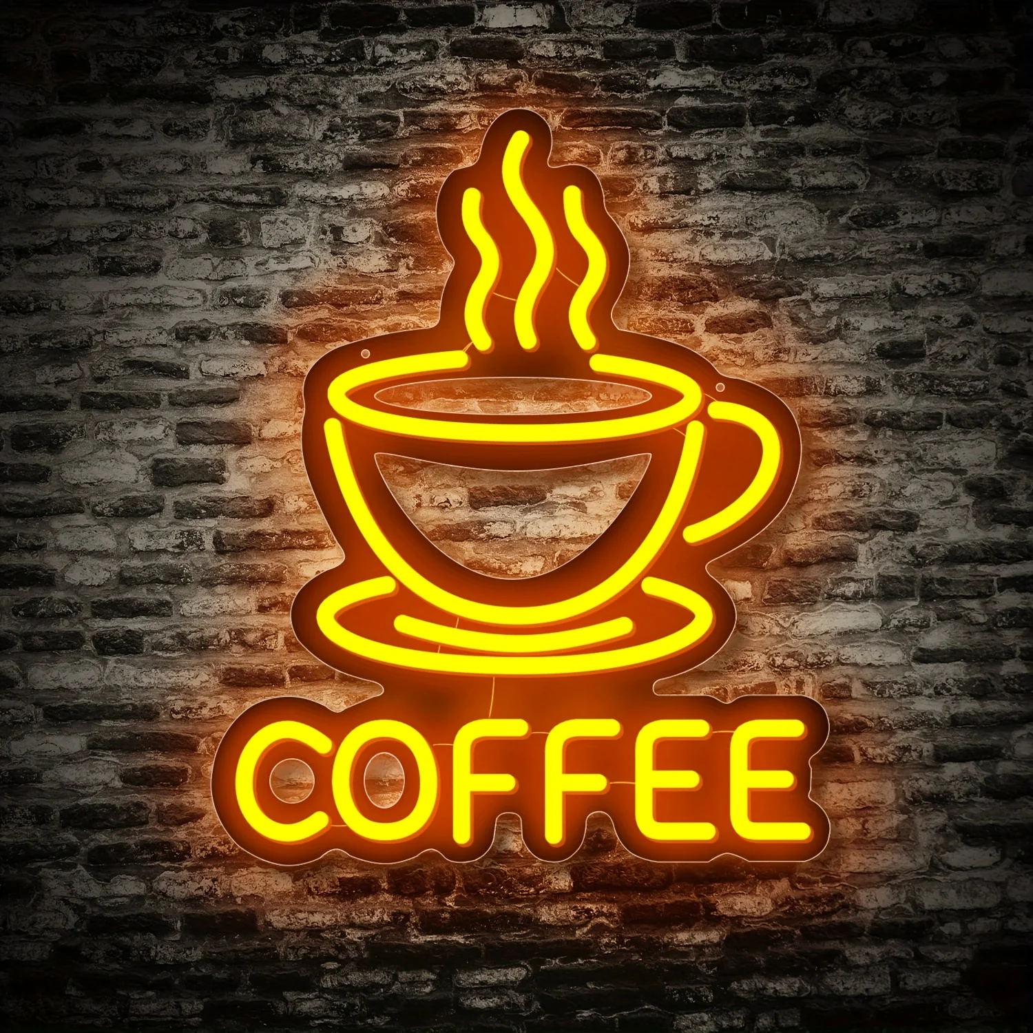 LED Coffee Neon Sign - USB-Powered Wall-Mounted Vintage-Style Durable Plastic Bar Decor with Steaming Cup & Coffee Text Design
