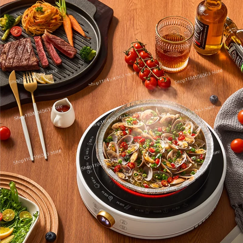 2200W High Power Electric Ceramic Stove, Mini Tea Maker & Induction Cooktop, Compact Round Electric Cooker