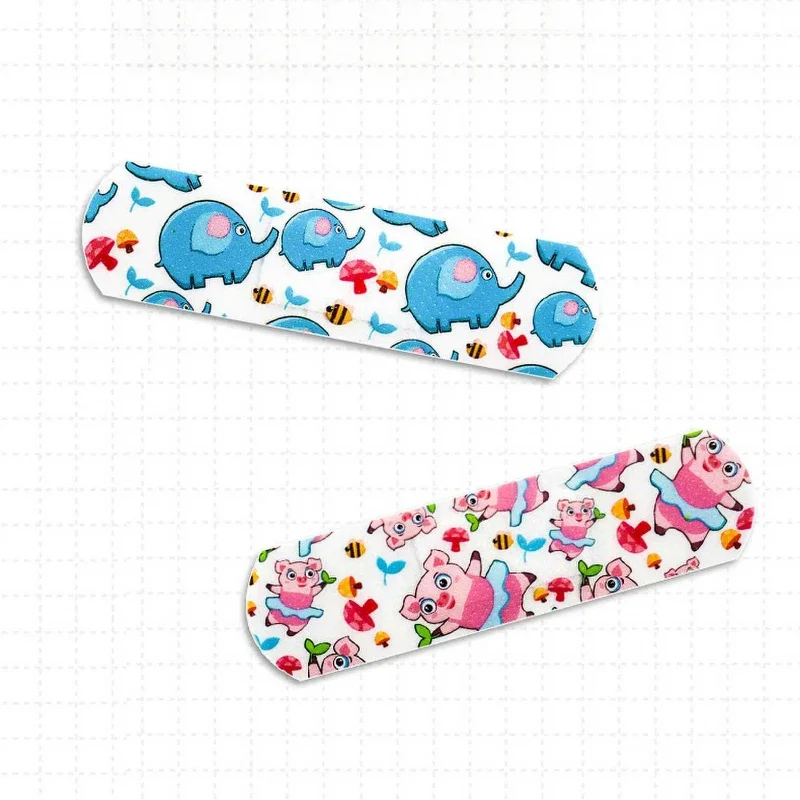 Pansements hémostatiques adhésifs à motif d'animaux de dessin animé pour enfants, kit de premiers soins d'urgence, patchs en plâtre pour plaies, 100 pièces par lot