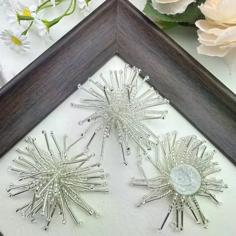 Versatile Handmade Flower Tube Beads Patch Sewing Embellishments 3D Design Rice Beads Applique Clothing Accessories DIY Material