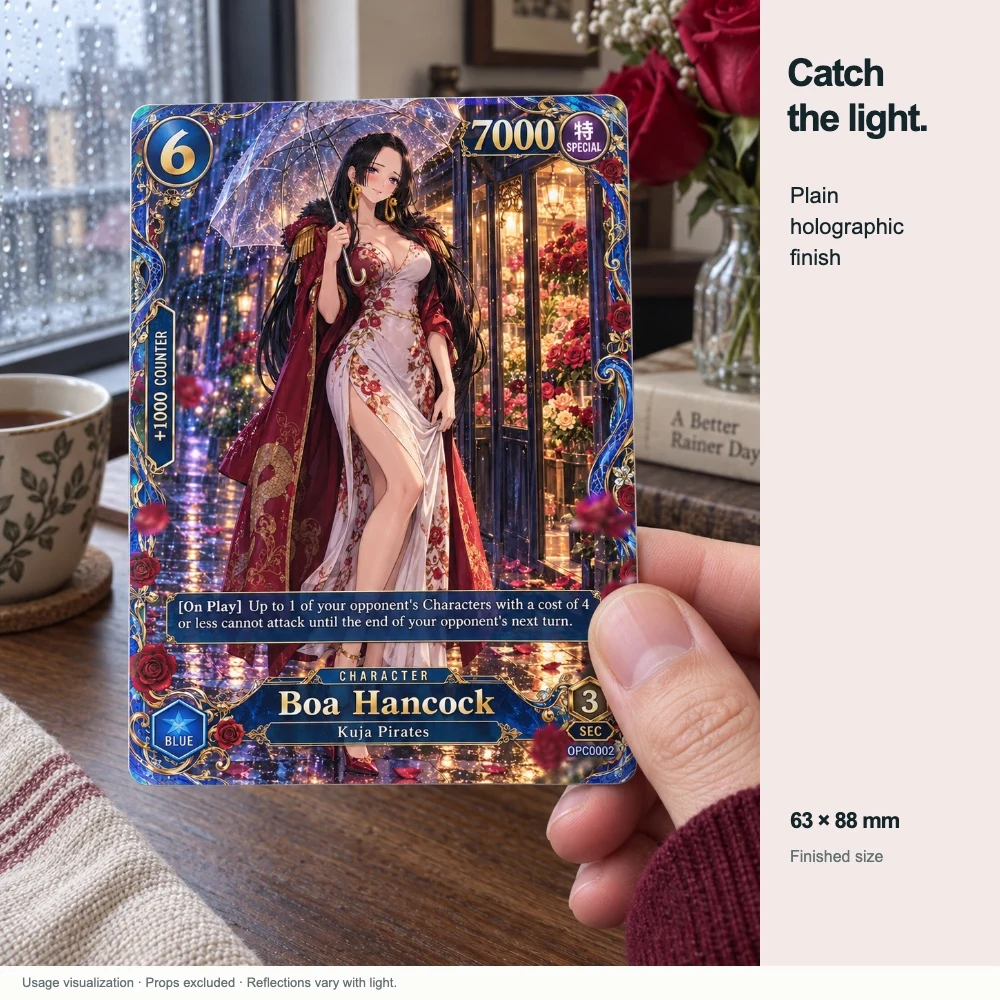 5pcs One Piece Holographic Trading Cards Rainy Florist Set Hancock Law Ace Nami Sanji English Anime Collectible Gift 63x88mm