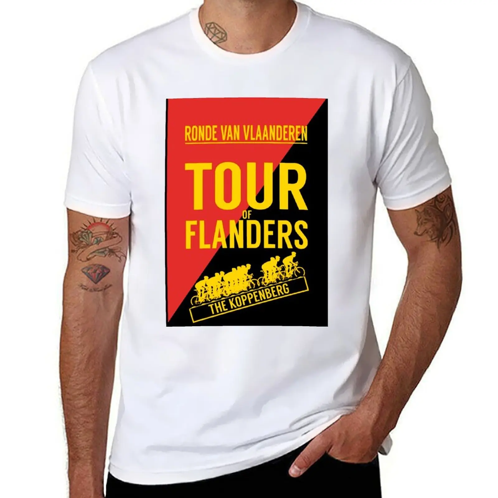 

TOUR OF FLANDERS : Vintage Bike Racing Print T-Shirt cotton t shirt man t shirts for man cotton funny T-Shirt