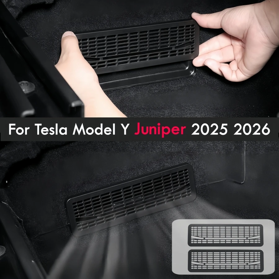 2PCS ABS Floor Air Flow Vent Grille Protection Covers for Tesla Model Y Juniper 2025 2026 Rear Under Seat Air Condition Outlet