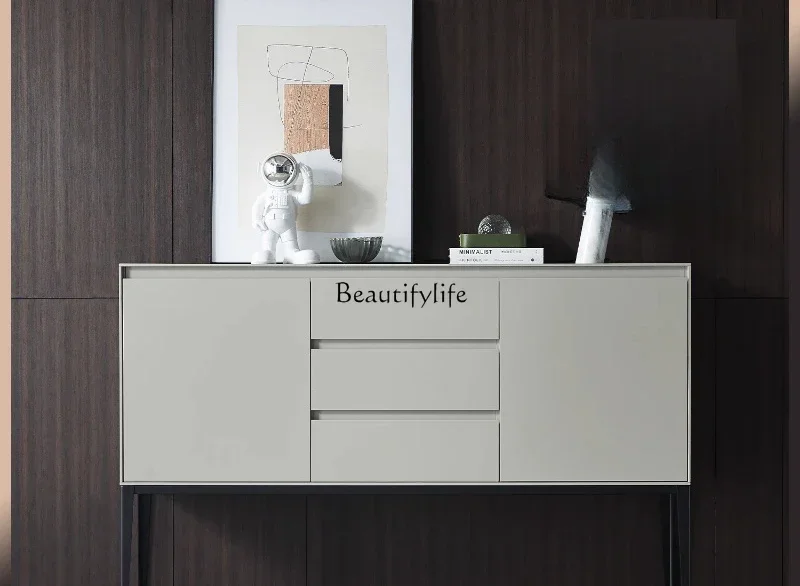 

09z.Italian minimalist side cabinet Modern minimalist model room Light color porch cabinet