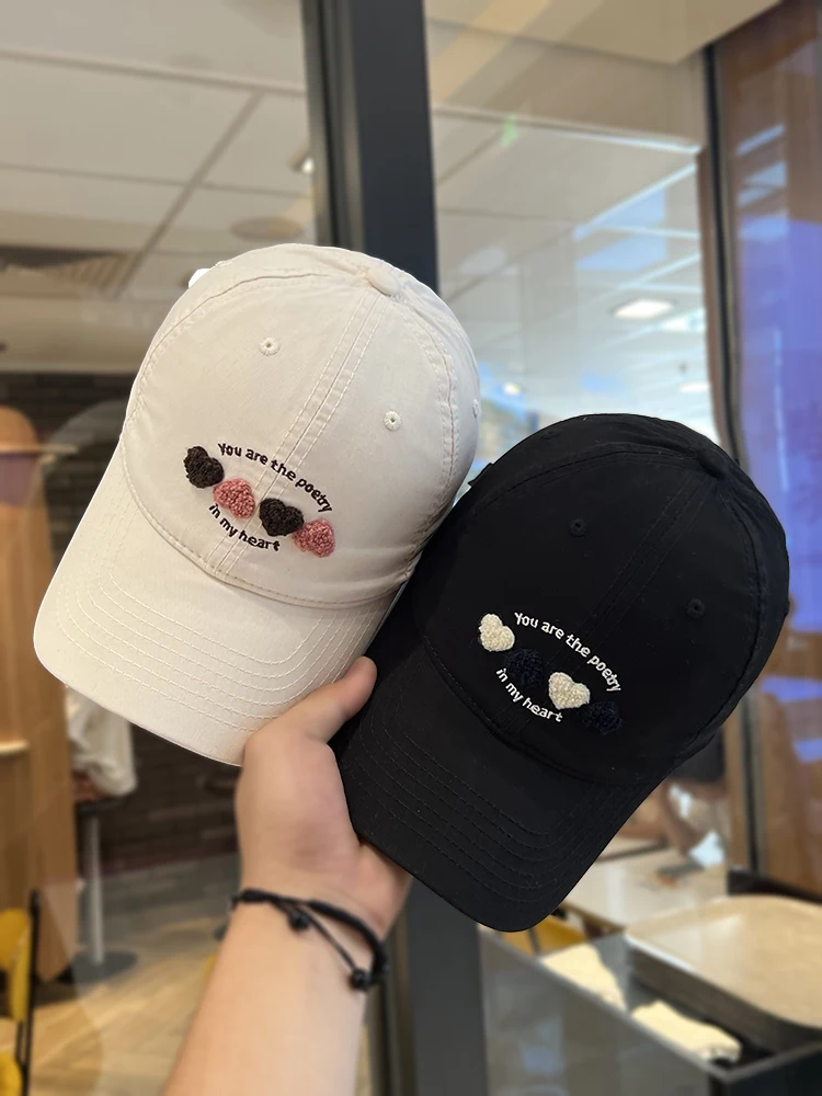 Cute Heart Letter Baseball Cap for Women Spring and Autumn All-Match Face-Looking Small Peaked Cap Fashion