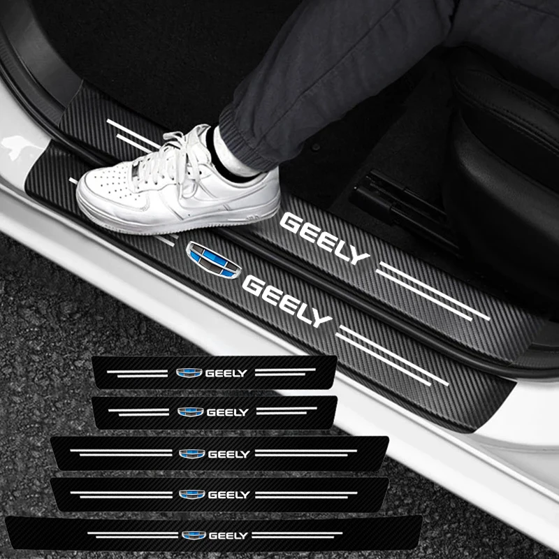 5pcs Car Door Sill Anti Scratch Protector Stickers For Geely Coolray Geometry C GX3 Emgrand EC7 LC Panda Tugella Binray