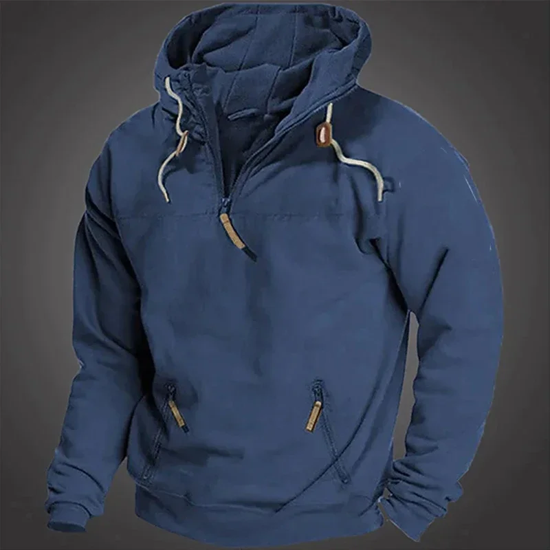 Pop Mens Winter Hooded Coats Mens Outdooor Jackets Full Zip Up Multi-Pockets Fishing Hiking Climbing Outerwear Causal Parka Tops