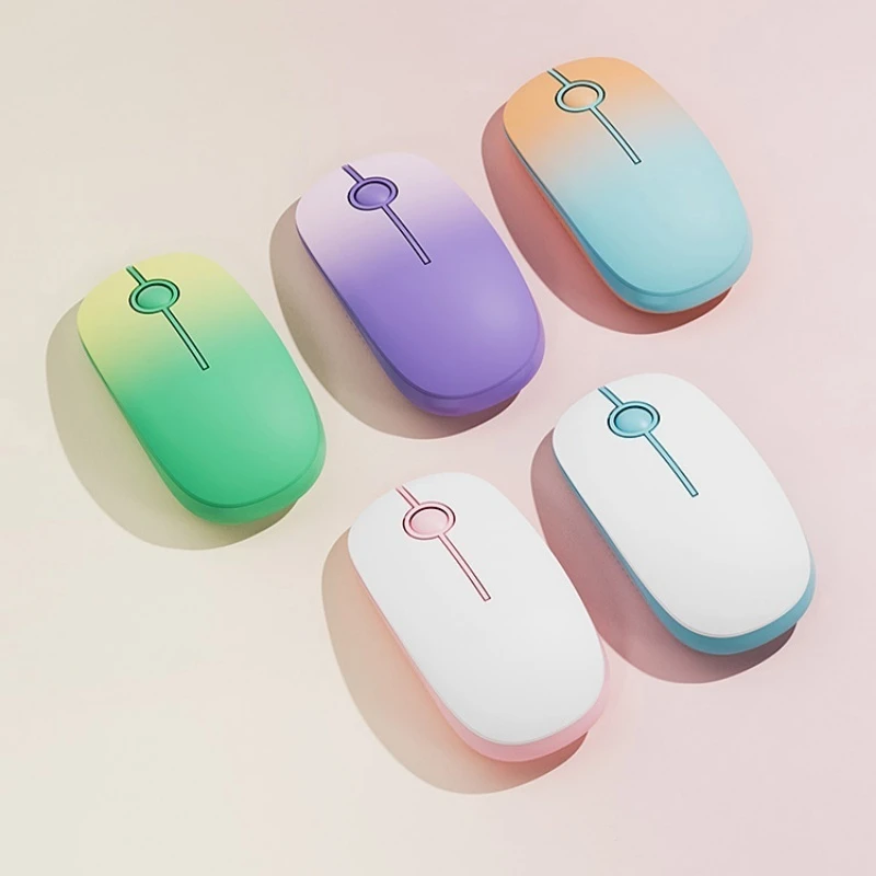 Wireless Mouse Bluetooth Silent Battery Lightweight Anti Slip Purple Green Blue Cute Female Office Laptop Suitable Small Hands