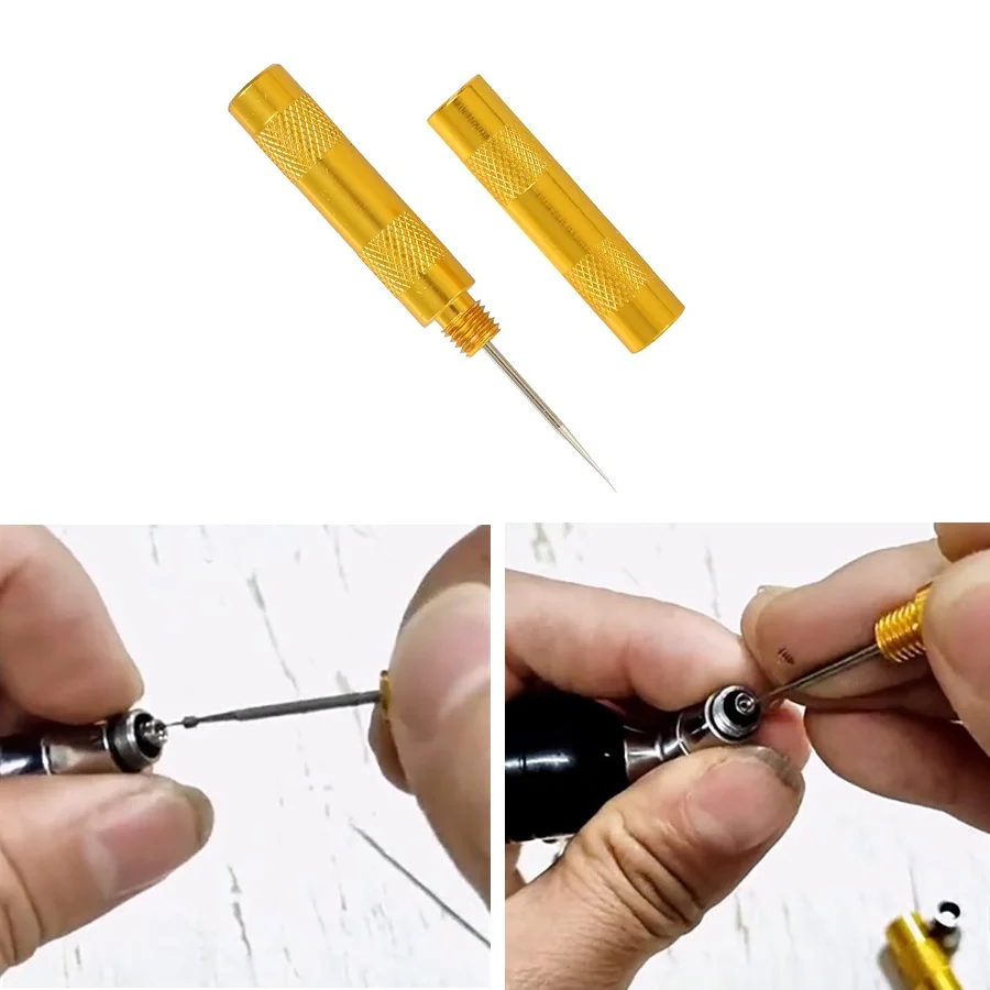 1Pc Metal Unclogging Cleaning Needle Disassembly And Cleaning Spray Pen Air Pump Tool Nozzle Cleaning Needles Tool Golden Color