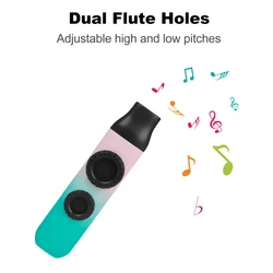 Kazu Flute ABS Zoukat Kazoo Dual Flute Holes Replaceable Blowing Nozzle 10pcs Membrane Ukulele Guitar Partner Musical Instrument