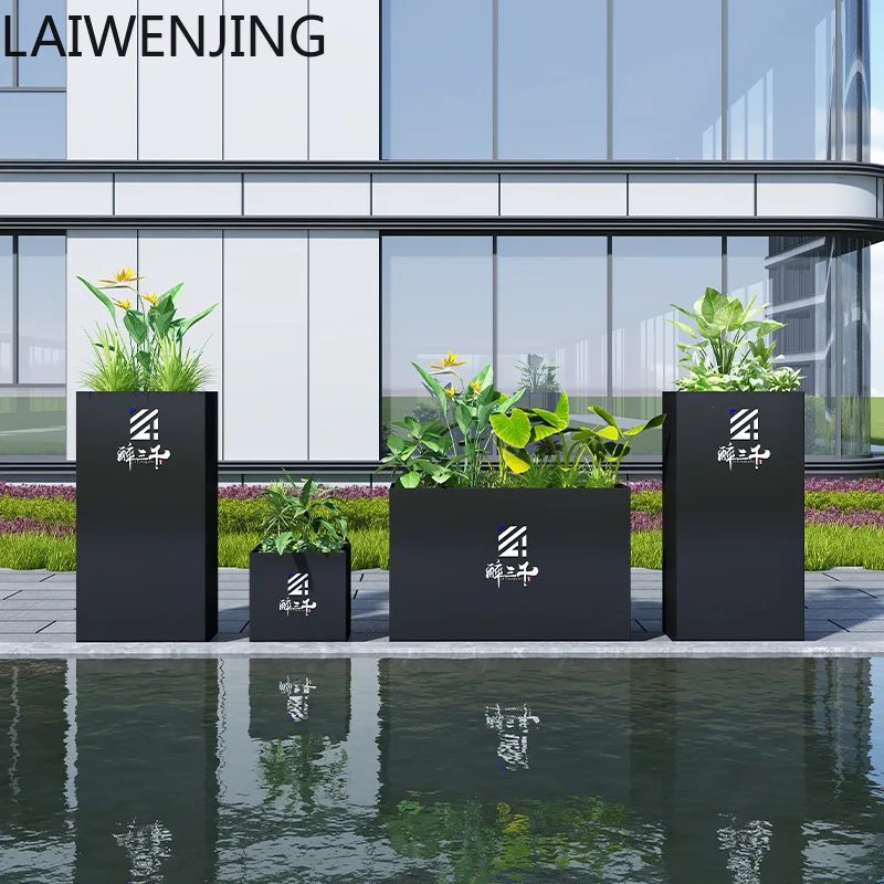 LYY  outdoor stainless steel flower pot large planting box wrought iron flower groove combination