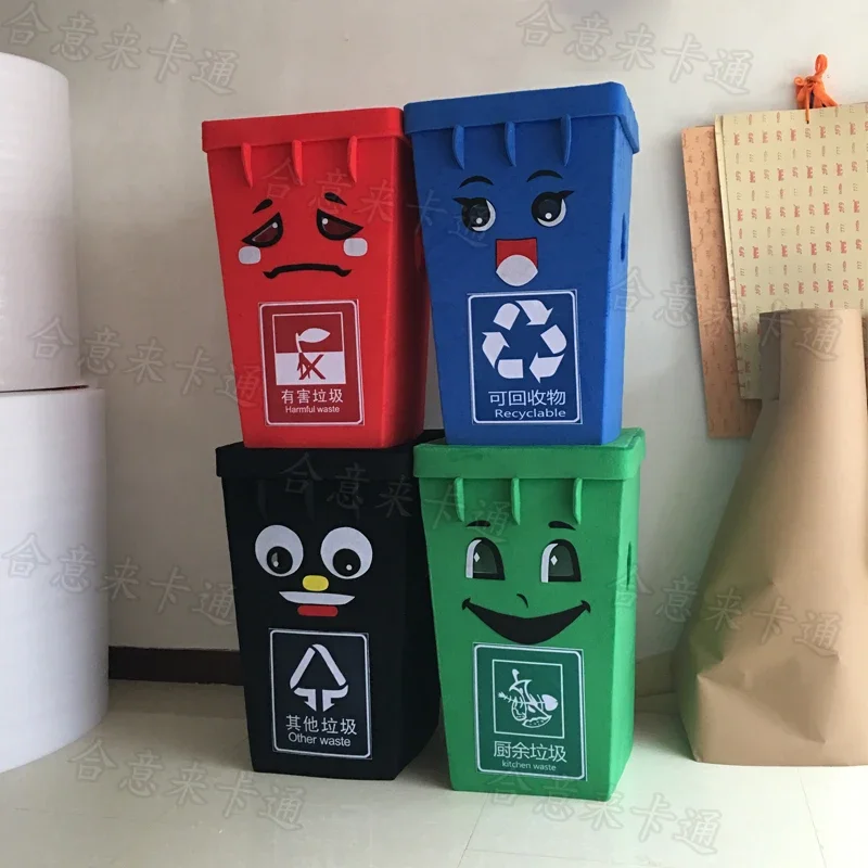 Green Recycle Trash Can Mascot Costume Adult Size Waste Bin Garbage Can Anime Costumes Advertising Mascotte Fancy Dress Mascot