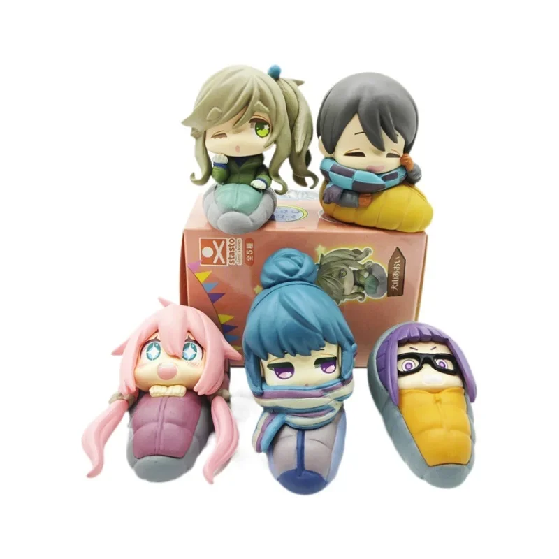 Entspanntes Camp Sleeping Series Actionfigur Rin Shima Aoi Inuyama Ena Saitou PVC Modell Spielzeug Geschenk Puppe Modell Desktop-Dekoration