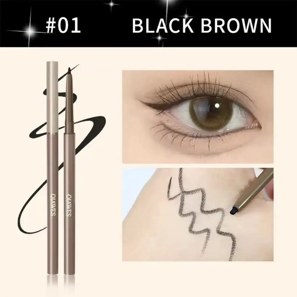 Eyeliner 2in1 di alta qualità Penna per sopracciglia senza sbavature a lunga durata Matita gel baco da seta sdraiata impermeabile marrone nero per principianti