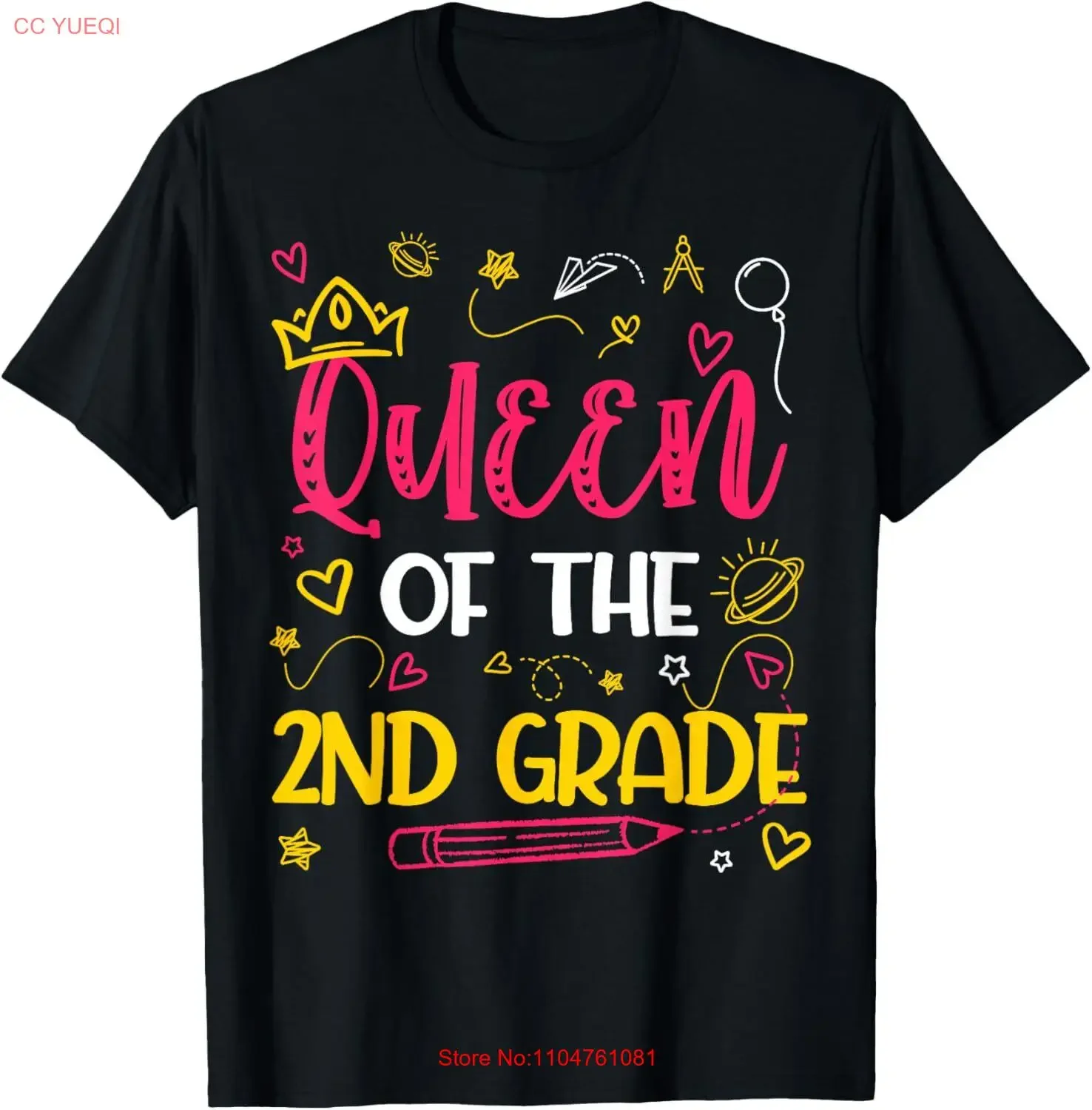 

Queen Of 2nd Grade Back To School Second s Girls T Shirt vintage Washed Casual Stretched designer clothes Unisex homme