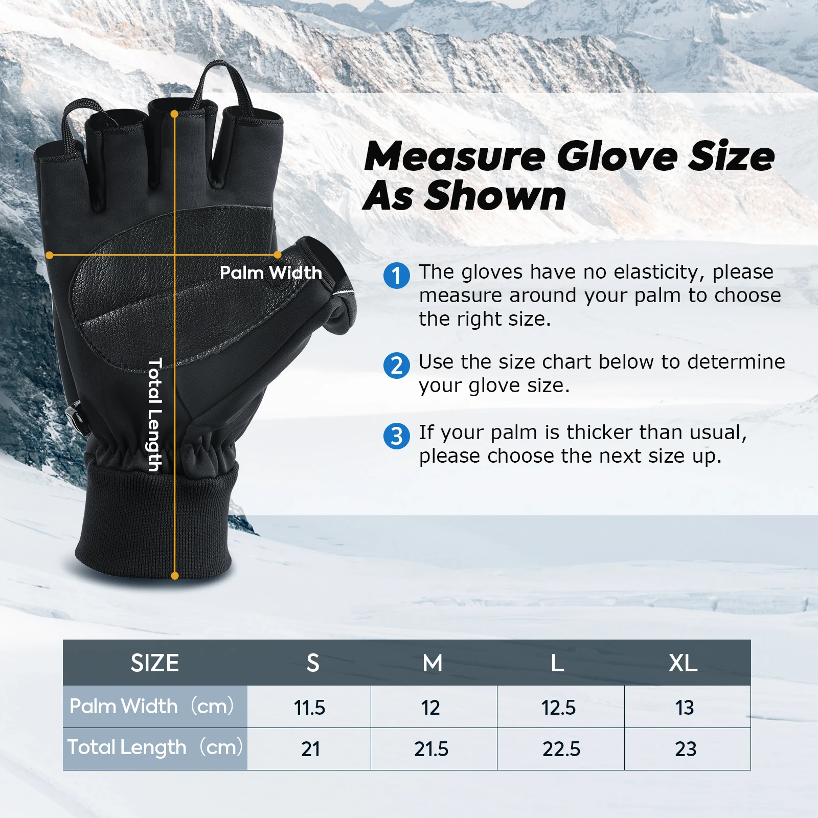 Goture Fashion Winter Warm Gloves Windproof Fingerless Cycling Gloves Durable Comfortable Black Flip Male Non-slip Gloves