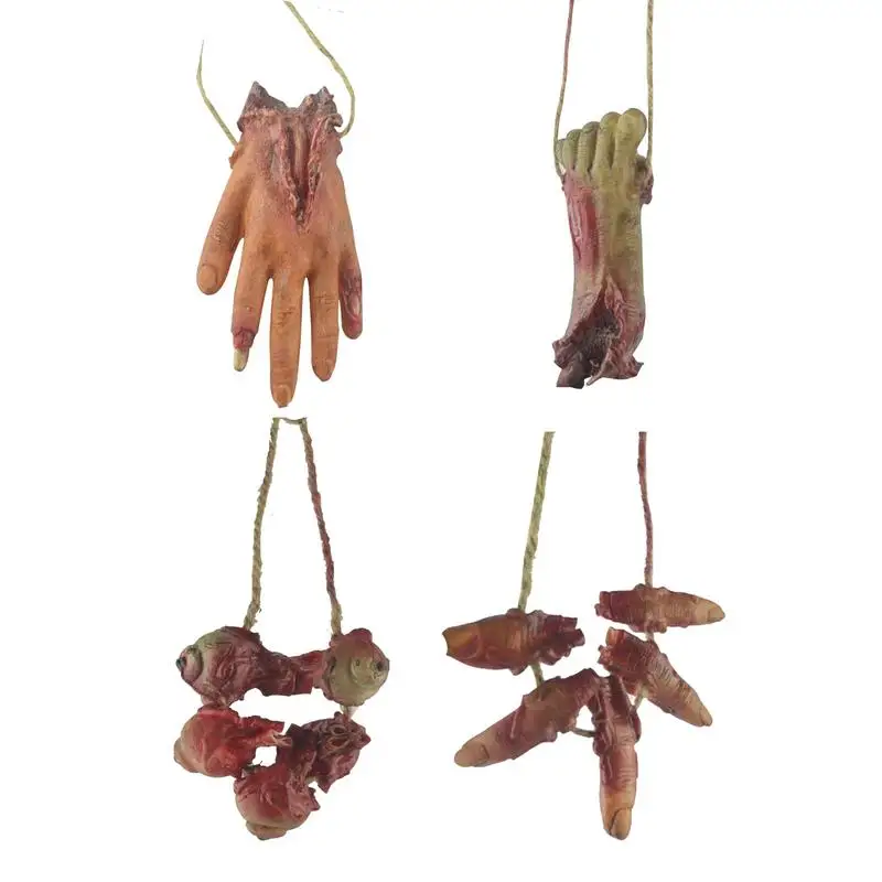 Halloween Horror Hanging Prop Broken Body Parts Bloody Hand Feet Halloween Party Decoration Haunted House Decor Prop Ornament