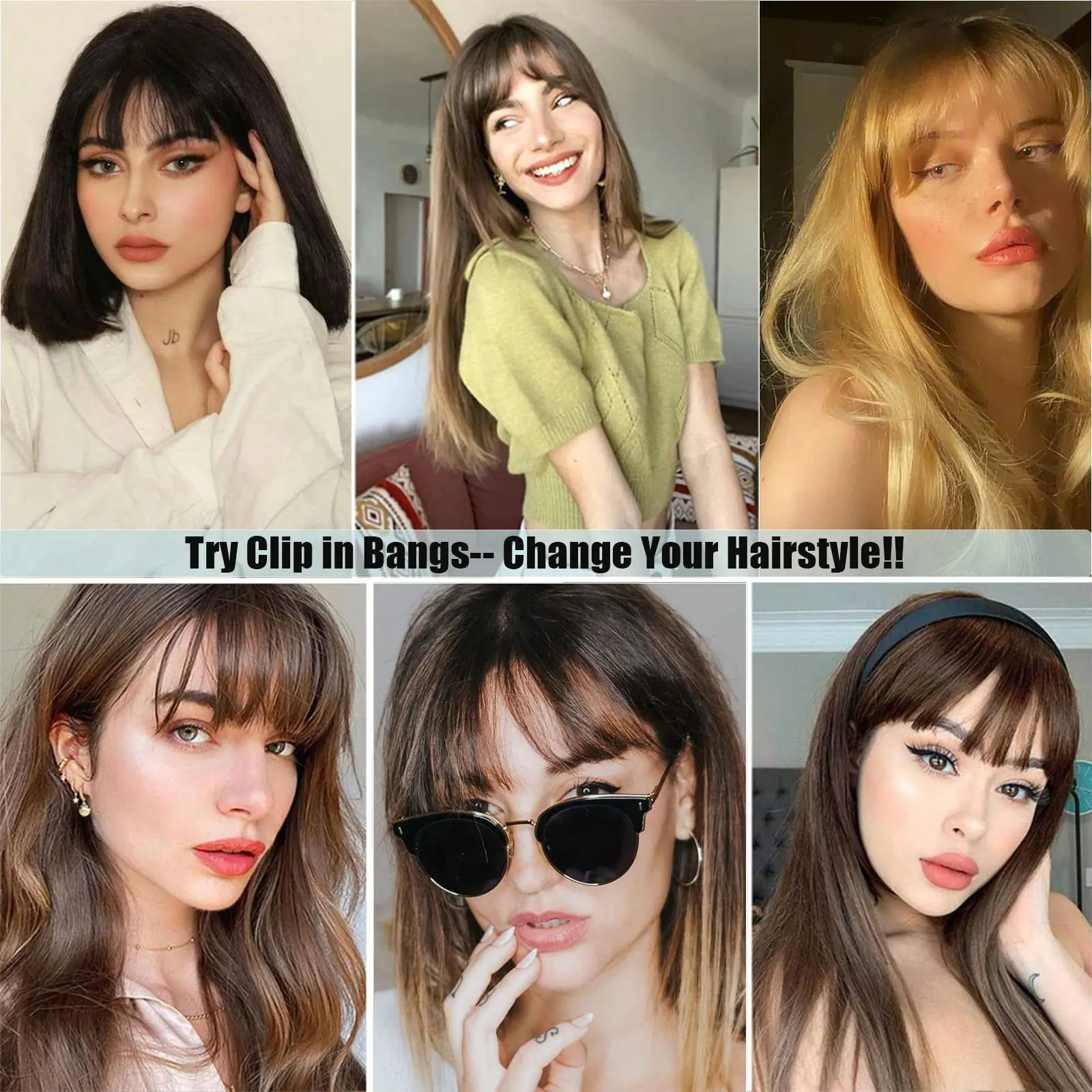 Blond Bangs Clip in Fringe with Temple Hairpieces French Thick Bang Synthetic Hair Extension Women Daily Party Use Clip on Hair