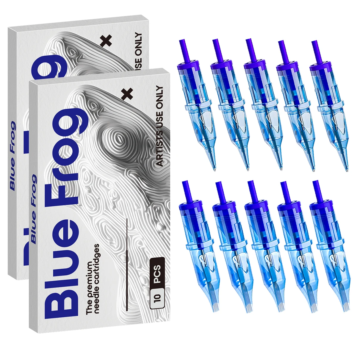 

DM Blue Frog 10Pcs Tattoo Needle Cartridges HRL/RL/RS/RM/M1 Disposable Sterilized Membrane Safety SMP Cartridge Tattoo Needle