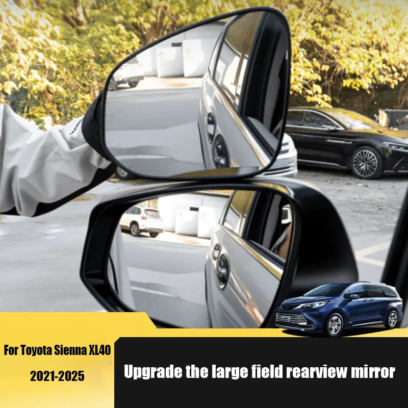 Large field lens LED turn signal rearview white mirror modification For Toyota Sienna XL40 2021 2022 2023 2024 2025