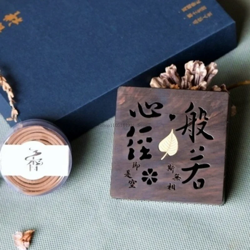 Heart Sutra Agilawood Incense Coil Incense Burner Household Inside Room Creativity Ornament Lotus Flower Meditation Study Room
