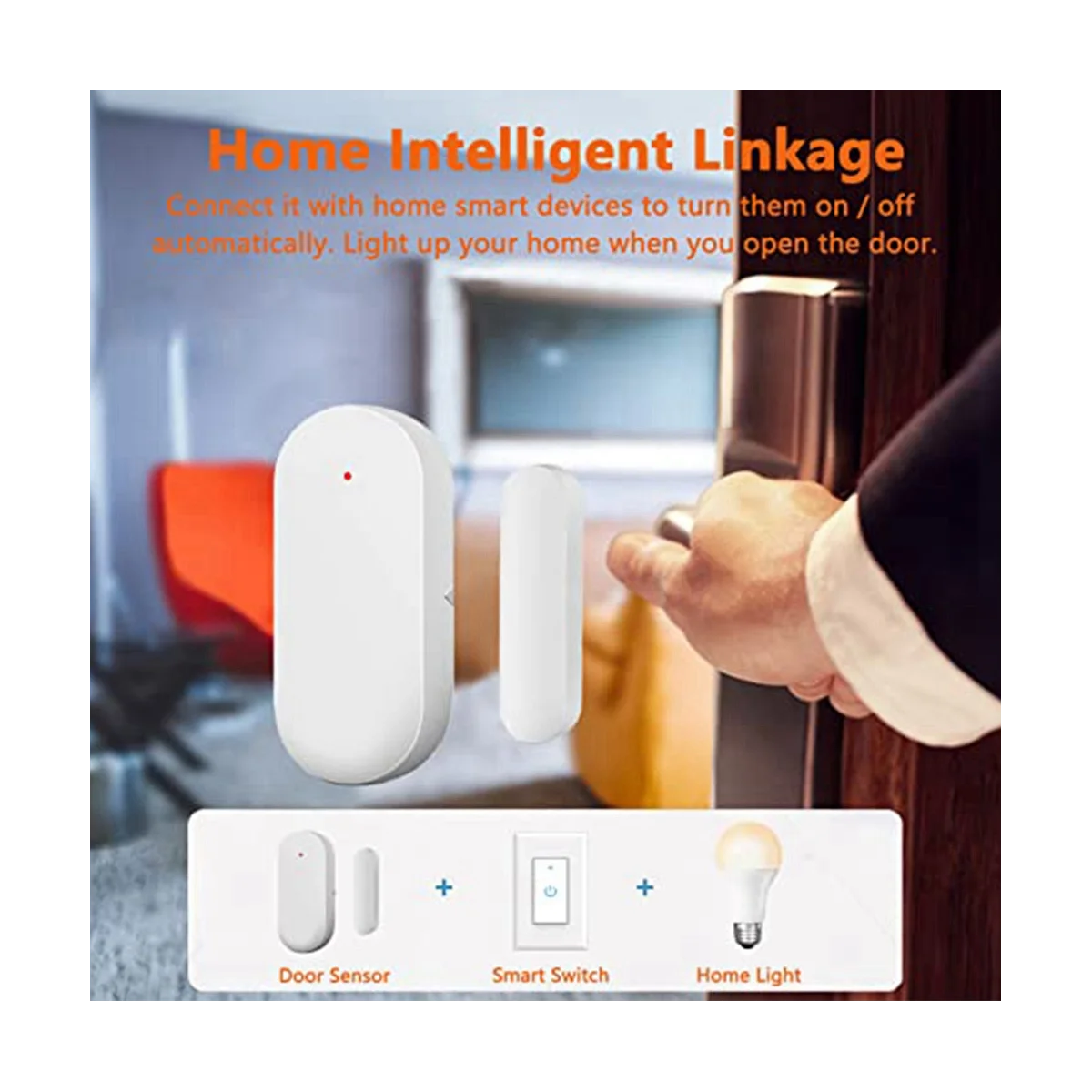 1Pack Smart Door Sensor WiFi, Wireless Door Window Detector Alarm, Smart Linkage Window Door Contact Sensor