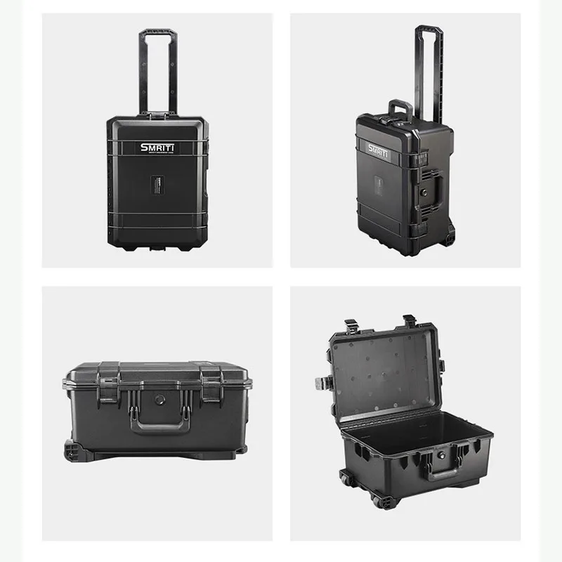 Large Organizer Tool Box Plastic Trolley Case Multifunctional Professional Hard Case Waterproof Equipment Box with Sponge Wheels