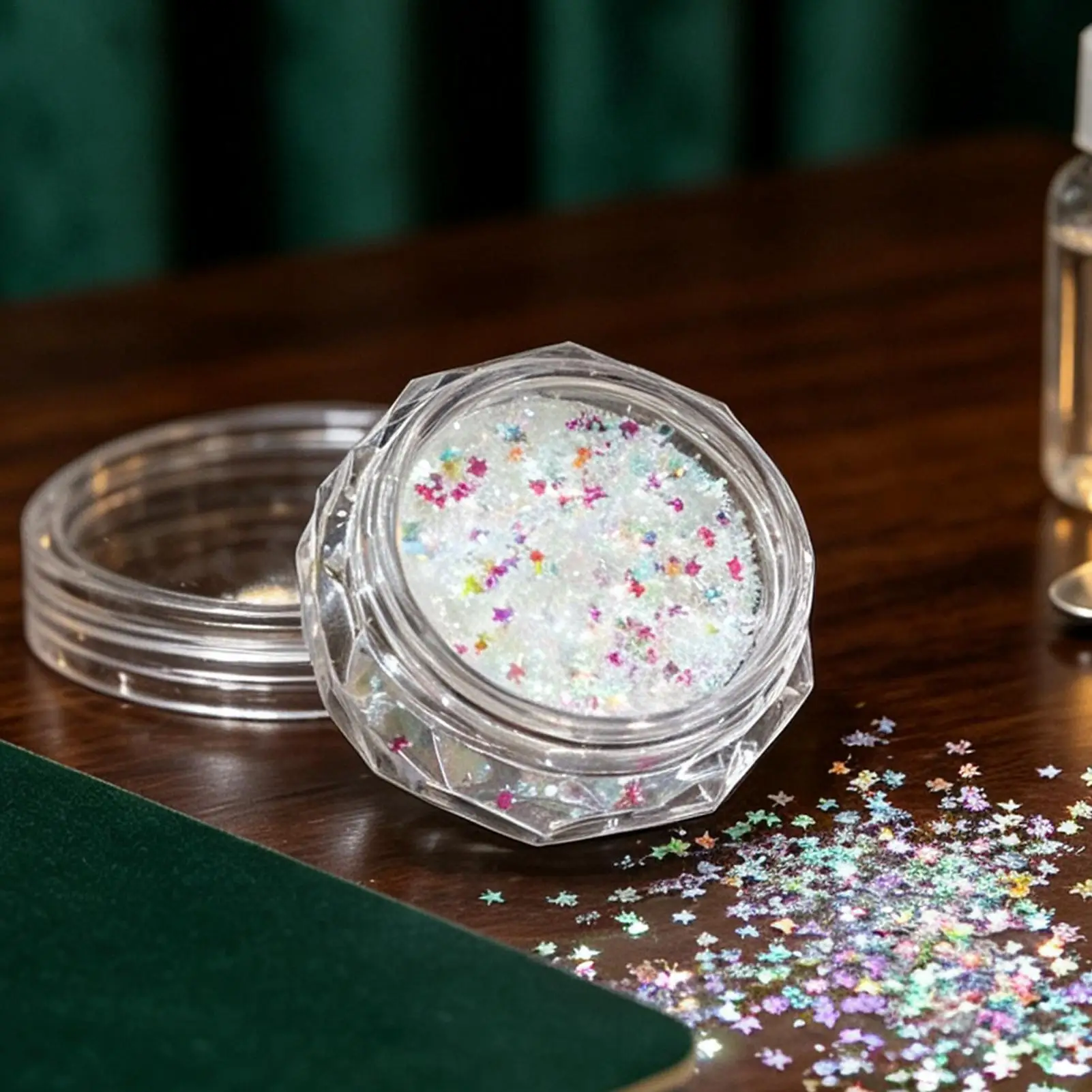 7 Colors Holographic Hexagon Nail Sequin Shiny Nail Glitter Flakess Chunky Iridescent Sequins Manicure Decorations Nail Supplies
