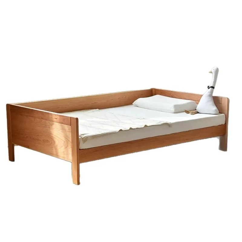 Maternal and infant peace of mind anti-drop guardrail bed, whole solid wood baffle, low floor design can be spliced into
