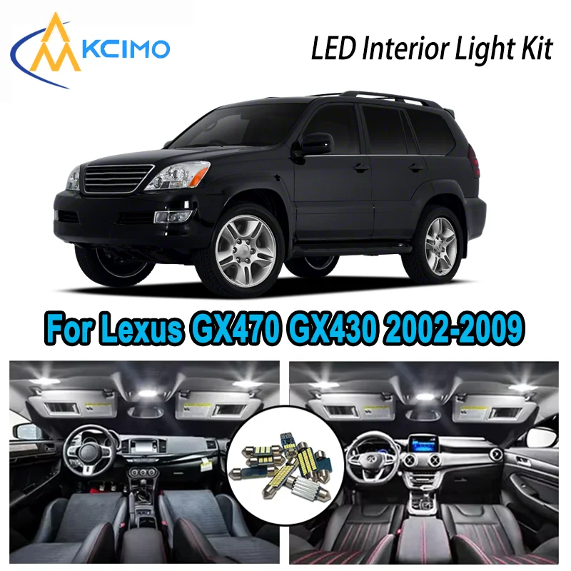 

Premium Bright LED Interior Light Kit for Lexus GX470 GX430 2002-2009 2004 2005 Dome Map Trunk Car Lamps with Canbus No Error