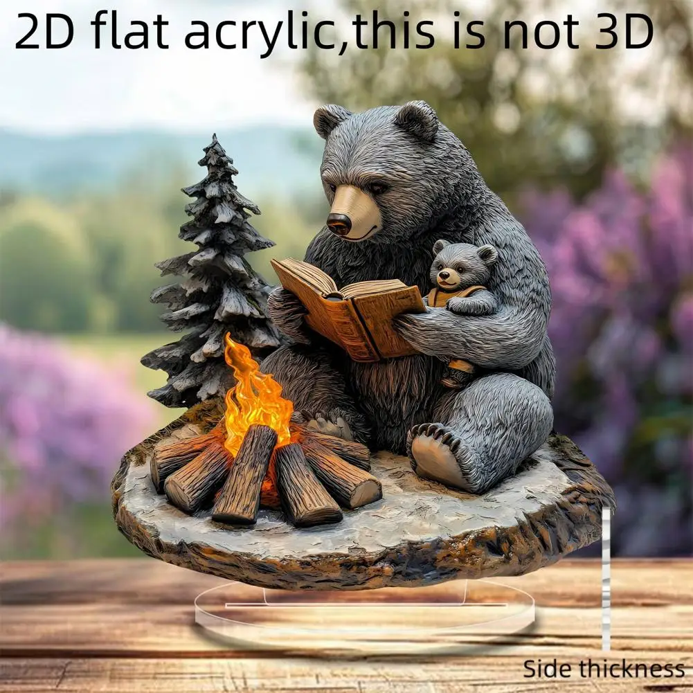 Lightweight Acrylic Ornament Personalized Acrylic Ornament 2d Acrylic Display Plaque Tabletop Ornament Rotatable Bear Reading