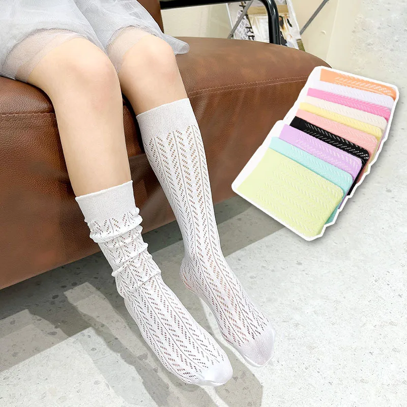 Summer children socks thin socks girl's kind of pure color mesh socks summer princess baby mesh sokken