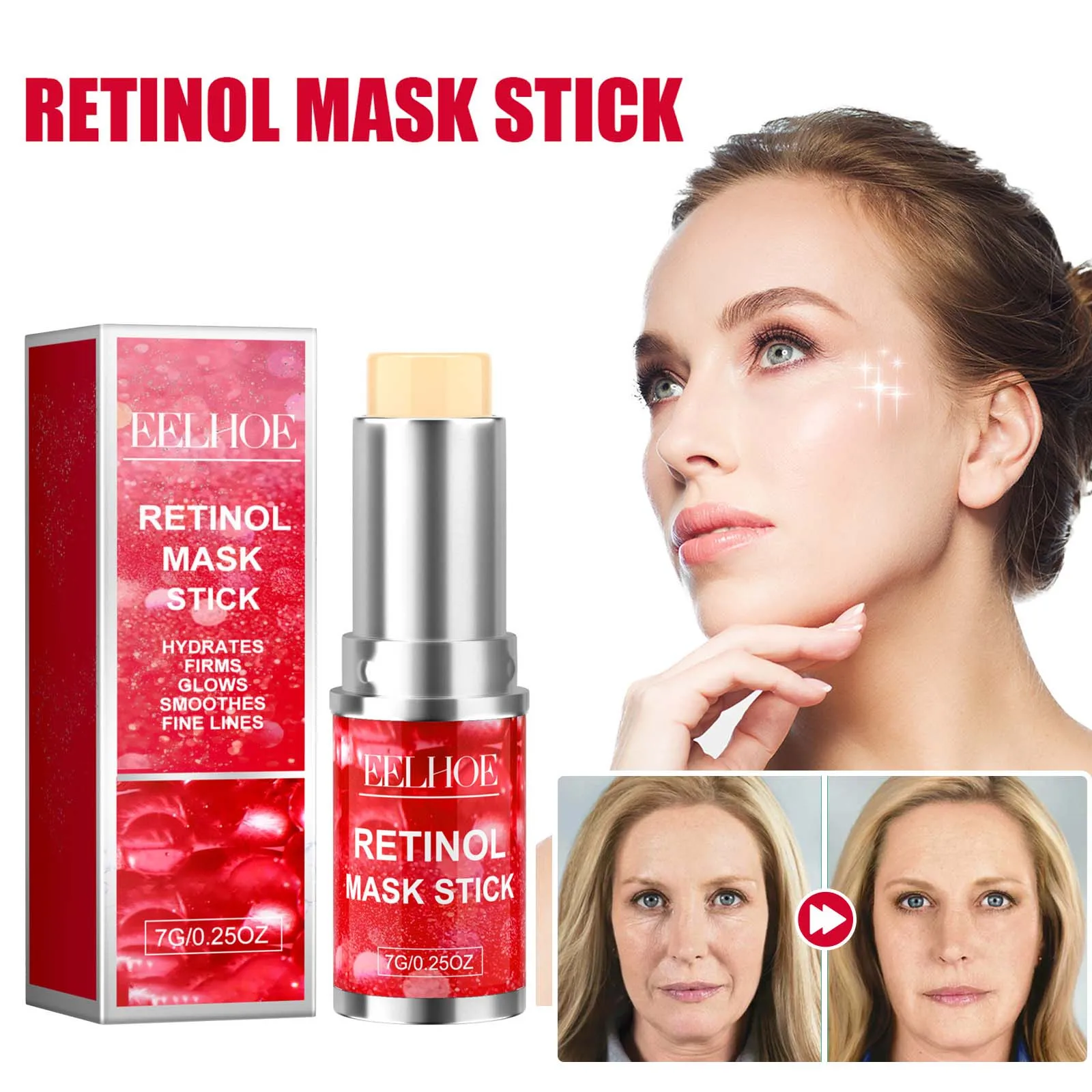 

EELHOE Retinol Mask Stick Wrinkle Removal Anti Aging Fade Fine Line Moisturizing Brighten Skin Firming Lifting Facial Mask