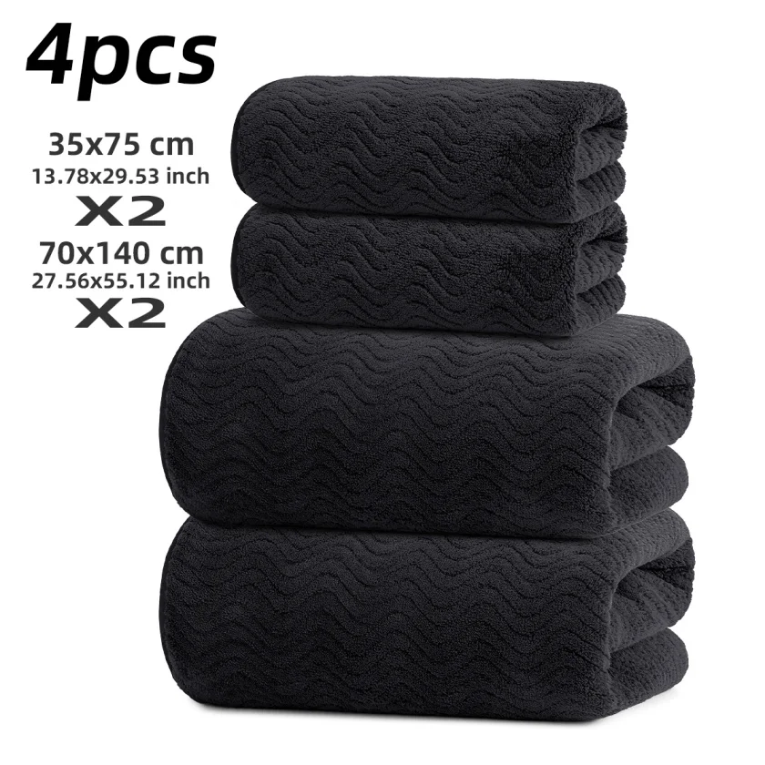 4‑Piece Luxury Towel & Bath Towel Set, 2 Bath Towels + 2 Towels, Luxury‑Style Bath Towel Set, Coral Fleece Fabric, High Water Absorbency, Indoor Home Decor, Perfect Gift for Friends
