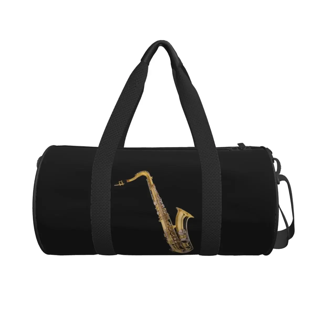 

Саксофонист с узором саксофона, черная большая спортивная сумка, водонепроницаемая дорожная сумка, сумки для фитнеса