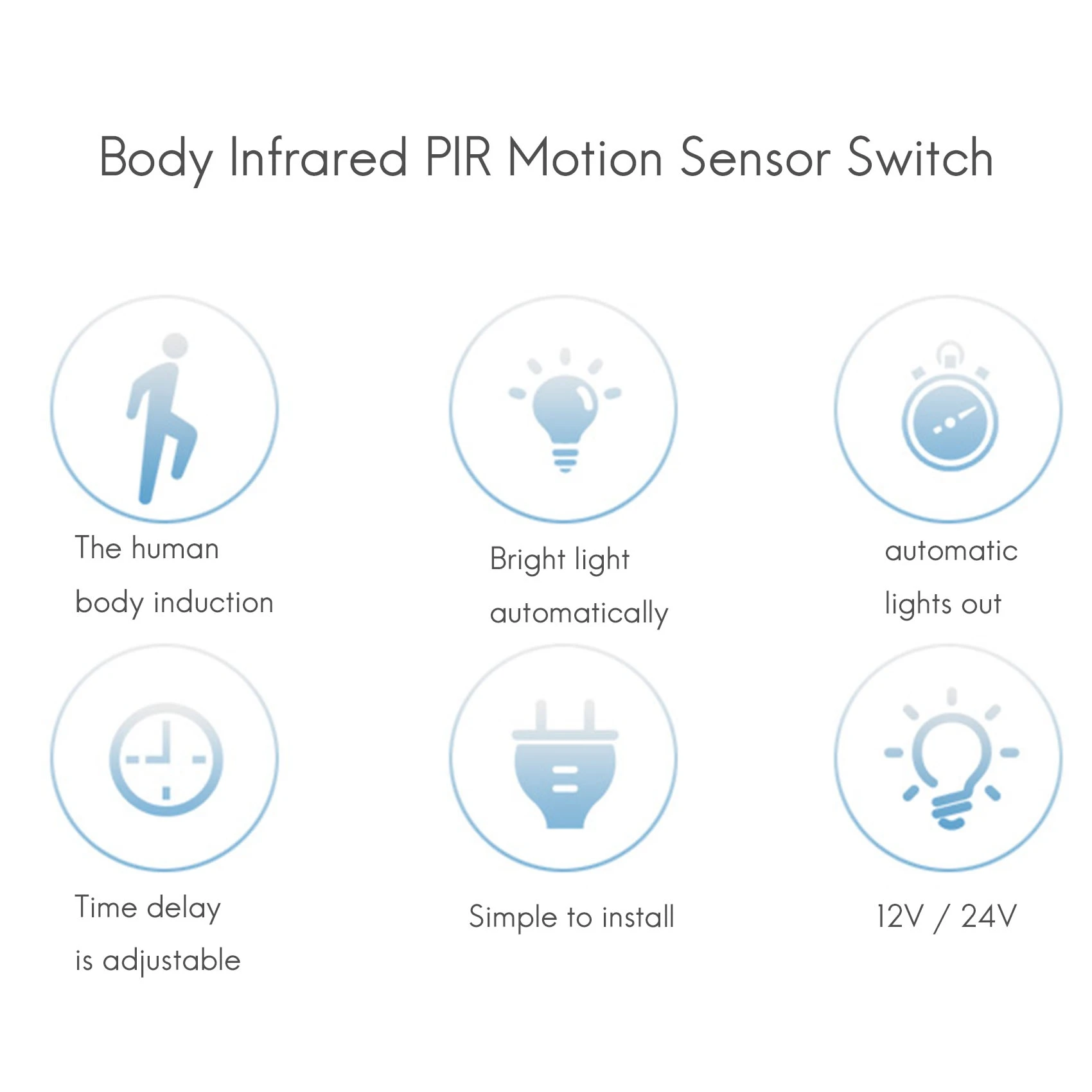 

【LAST CHANCE】2 X DC 12 В/24 В 8 А Инфракрасный датчик движения PIR для тела Переключатель Светодиодная лента Автоматический, черный