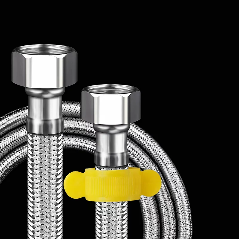 304 Stainless Steel Braided Hose Flexible Water Inlet Pipe with Safety Wrench for Toilet Faucet Water Heater 50cm~150cm
