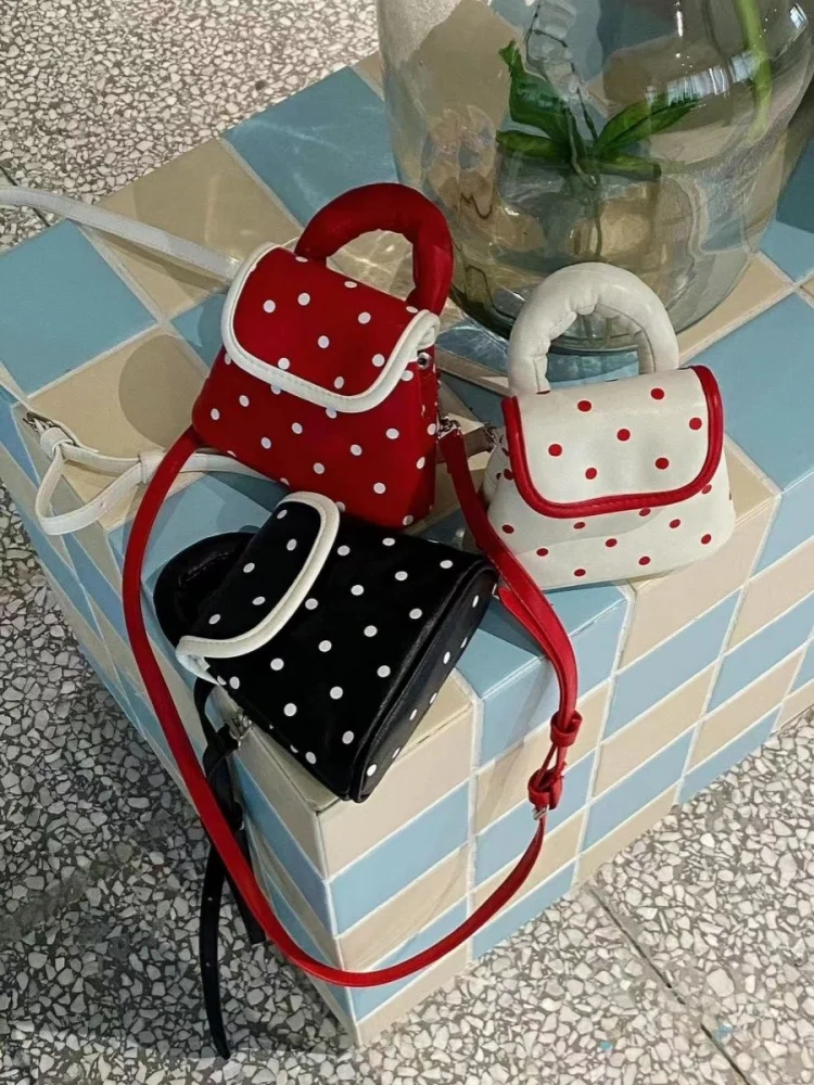 Cute Dots Pu Leather Small Bag Handbag Crossbody Bags Women Commute Shoulder Bag