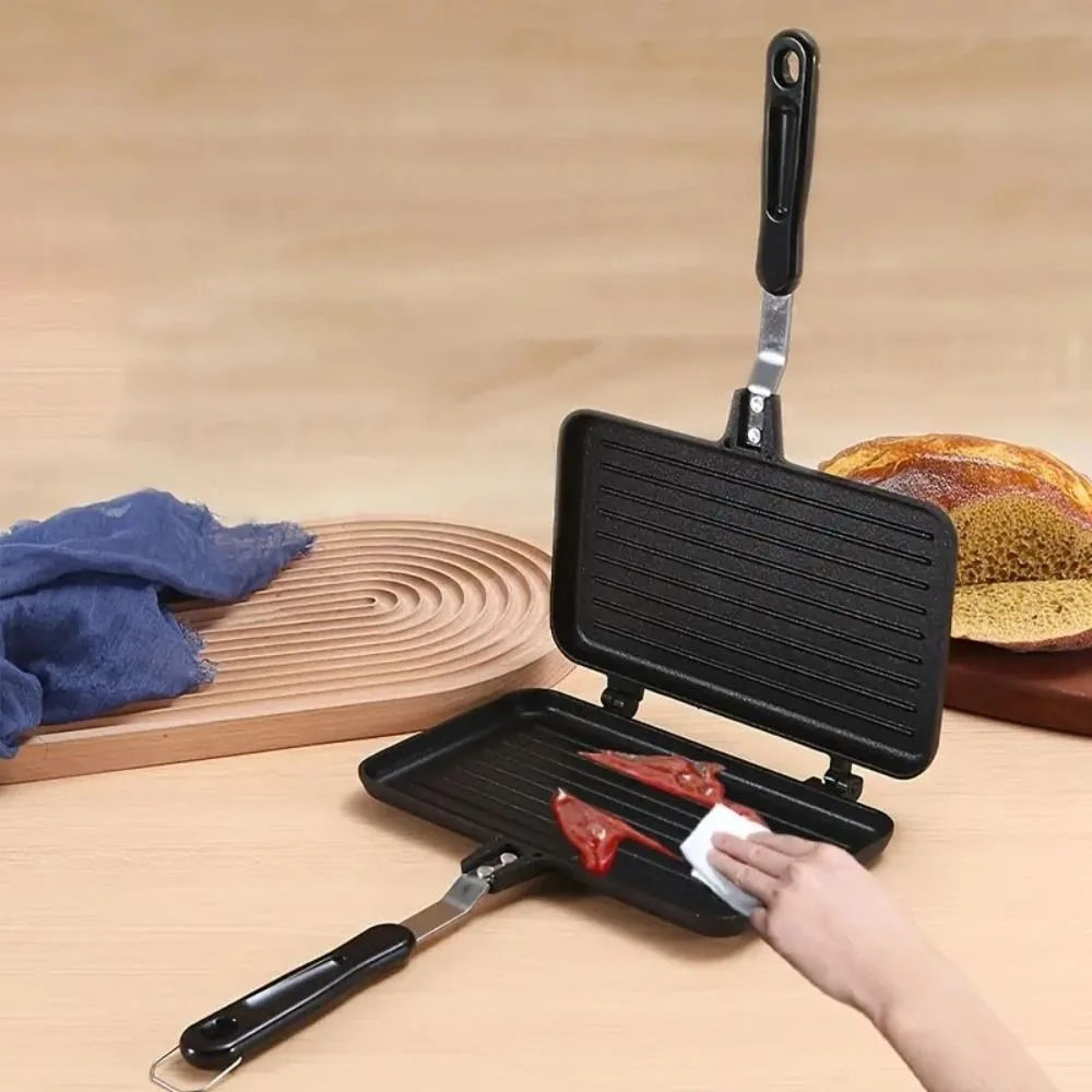 

Двусторонняя сковорода для выпечки сэндвичей для завтрака, термостойкая сковорода для тостов из алюминиевого сплава, съемная сэндвичница, блинница