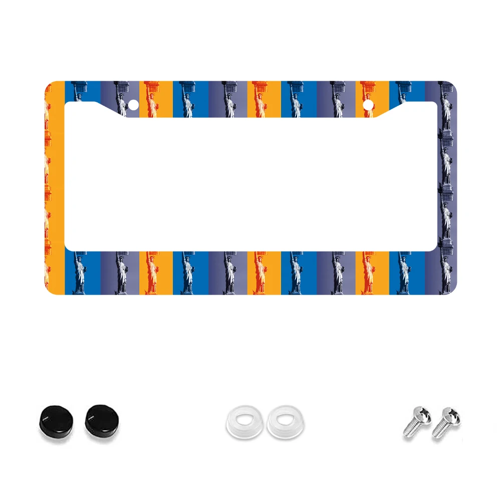 

1 шт. многоцветная рамка номерного знака со статуей Свободы с 2 отверстиями, алюминиевый материал, 6x12 дюймов, с набором винтов, ретро Nove
