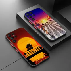 ONES PIECES setting sun For Samsung Galaxy S24 S23 S22 S21 S20 FE Ultra Plus S10 Lite 5G Frosted Translucent phone case