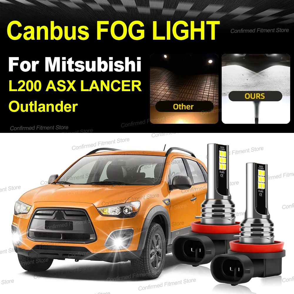 200W 6000K Super Bright Lights Bulb Canbus Error Free H11 LED Auto Front Fog Lamps For Mitsubishi L200 ASX LANCER Outlander