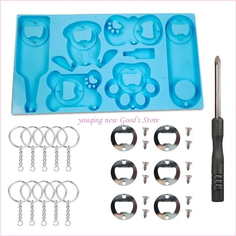 57QA Corkscrew Silicone Mold Bottle Opener Beer Spanner Jewelry Casting Molds for DIY
