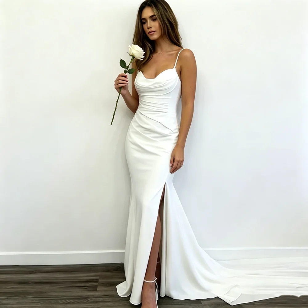 

Eightale Vintage Wedding Dress Spaghetti Strap Customized Ivory Backless Bridal Gown Bride Party Dress Vestido De Novia